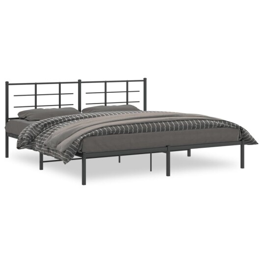  Sengeramme i metall med sengegavl svart 193x203 cm 8721012303669