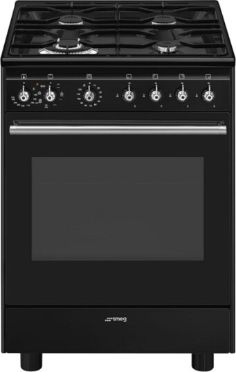 Smeg CX61GMBL Gasskomfyr med Elektrisk Ovn Svart Smeg CX61GMBL Gasskomfyr med Elektrisk Ovn Svart