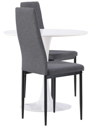 Venture Design Hamden & Petra spisegruppe Mørkegrå/svart 2 stoler & bord 80 cm