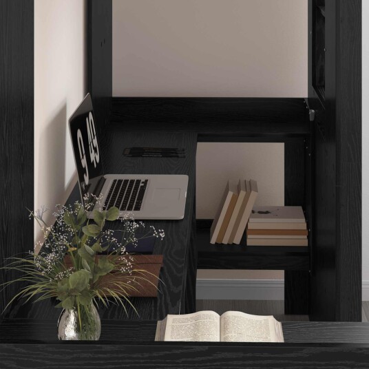  Loft seng ramme med skrivebord Svart Eik 75 x 190 cm
