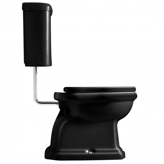 Lavabo Retro LOW Toalett 455x705 mm, Krom rør/P-lås, Blank Sort Lavabo Retro LOW Toalett 455x705 mm, Krom rør/P-lås, Blank Sort