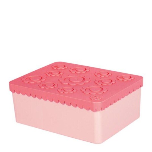 Blafre - Blomst matboks i plast 3 rom rosa