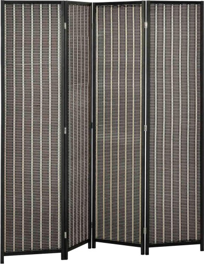Skjerm 4 delt 180 x 180 cm romdeler laget av bambus Sammenleggbar personvern Skjerm romdeler for stue Brun Aosom