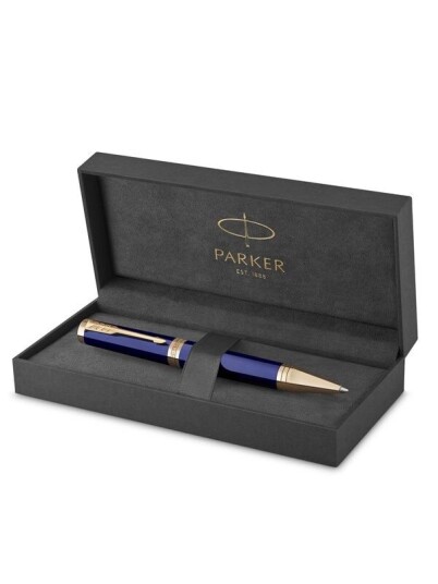 Parker Ingenuity kulepenn | Core Collection | Bl med gullkant | Fine punkt med svart blekk | Gaveeske