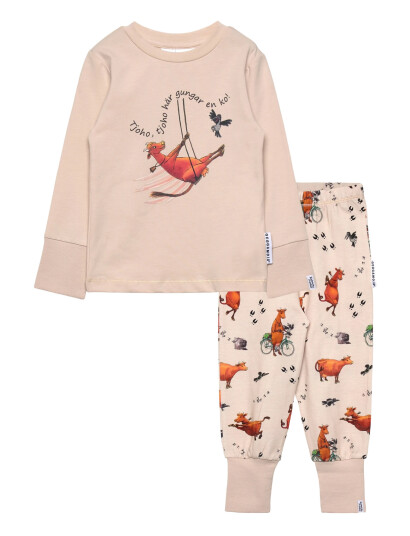 Geggamoja Mamma Mu Two Piece Pyjamas Beige - Beige - 86/92