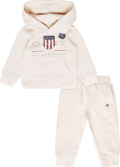 Gant Kids Archive Shield Hoodie And Sweatpant   CREAMED WHITE   110