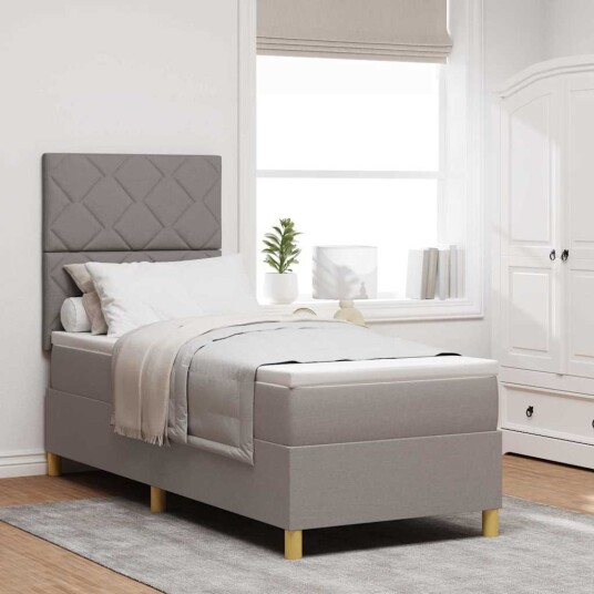 Box Spring Seng med Madrass & LED Brun 80x200 cm Stoff