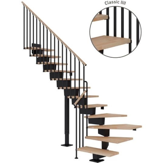 Dolle Dubai L trapp I Svart classic Iiii oljeret Bøk 80 12 Loddret Høyde 221 273cm