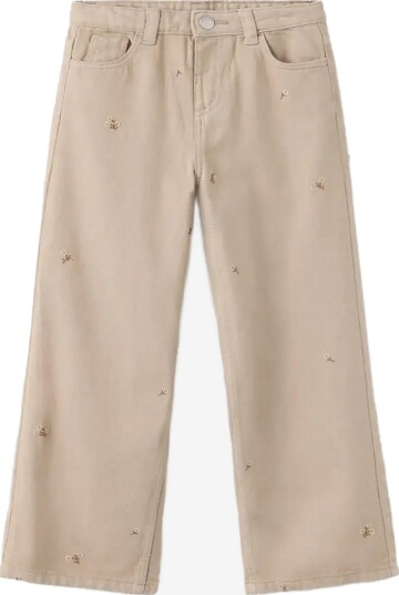 Mango Wide Leg Jeans With Embroidered Floral Embroidery LIGHT BEIGE 18 24M