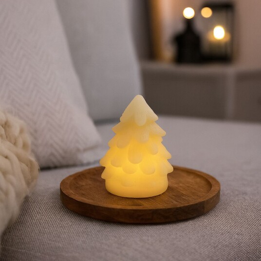 LED Juletre lys blinkende flammeeffekt hvit   Høyde 9cm Ø6,5cm ekte stearin