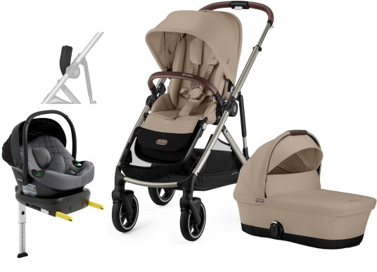 Cybex GAZELLE S Duovogn inkl. Beemoo Route Babybilstol &  Base Almond Beige/Mineral Grey