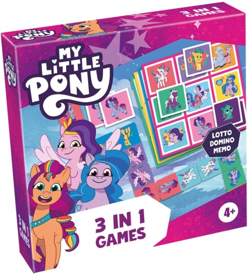 Tactic My Little Pony 3-in-1 Barnespill med Lotto, Domino og Memo