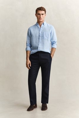 GANT Reg Linen Ds Pants   Navy   XXL