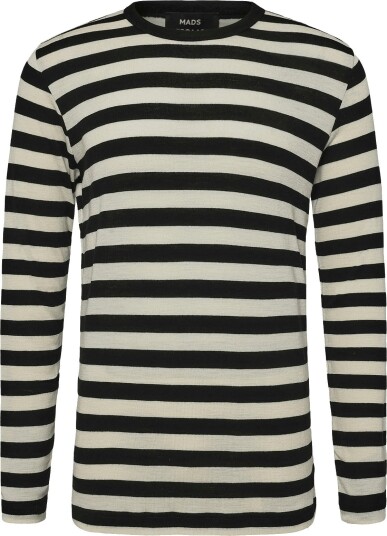 Mads Nørgaard Fine Wool Tobias Knit   BLACK/VANILLA ICE   S