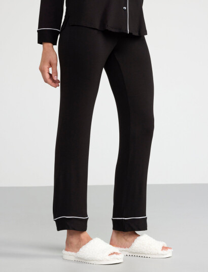 Lindex Pyjama Shirt Viscose Piping - Black - XS Lindex Pyjama Shirt Viscose Piping - Black - XS