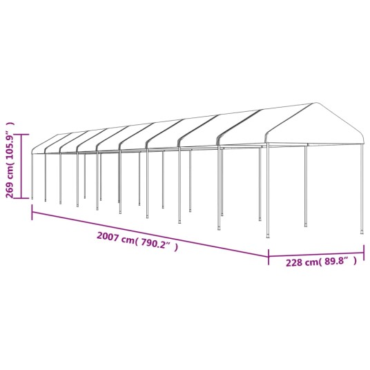 vidaXL Paviljong med tak hvit 20,07x2,28x2,69 m polyetylen vidaXL Paviljong med tak hvit 20,07x2,28x2,69 m polyetylen