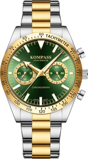 Kompass Airborne Chronograph Silver Gold Green