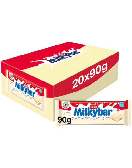 20 stk Nestle Milkybar Hvit Sjokoladeplate Hel Eske 1,8 kg