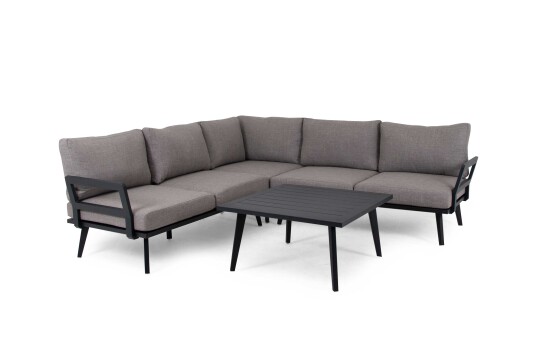 Brafab Villac soffgrupp Svart med beige dyna 2 st 2 sitsmoduler hörn & soffbord