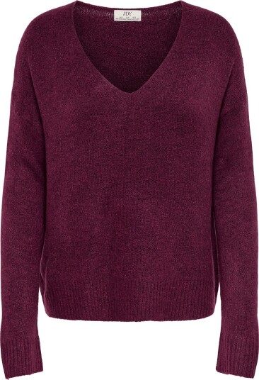 JDY Jdyelanora L/S V Neck Pullo. Knt Noos Burgundy XXL