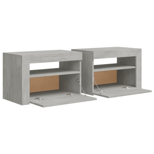 vidaXL Nattbord 2 stk med lysdioder betonggrå 60x35x40 cm