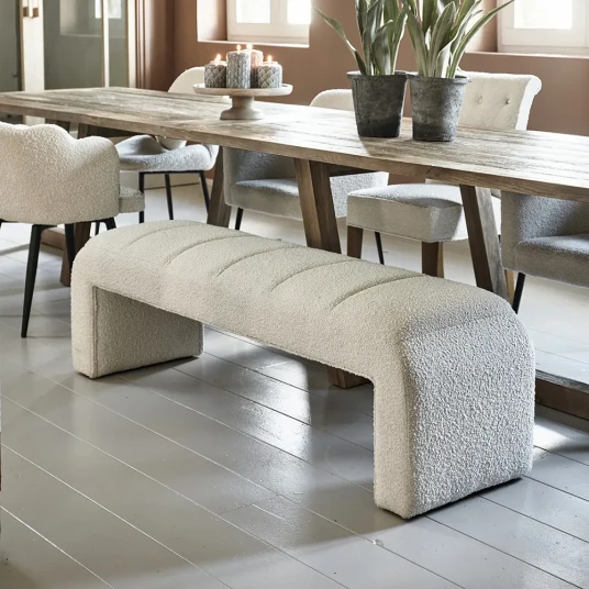 Riviera Maison Brera Benk bouclé white hvit Riviera Maison Brera Benk bouclé white hvit