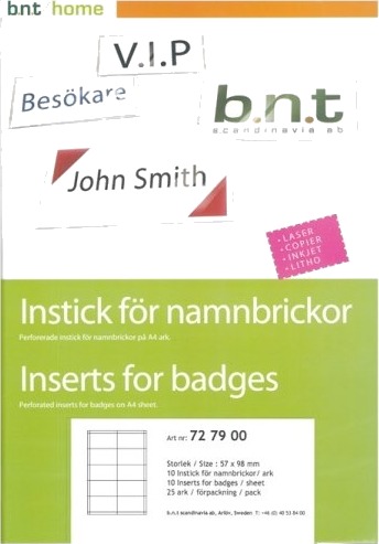 Indstik A4 Til Navneskilt 57X98mm