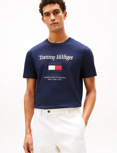 Tommy Hilfiger Tommy Embro Flag Tee - Navy - S