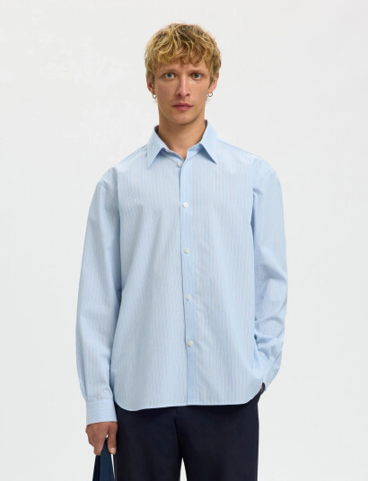 Selected Slhrlxben Stripe Ls Shirt Blue S