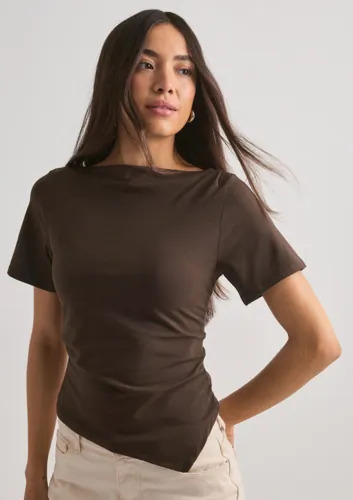 Pieces Brun Pcsirene Ss Drapy Top Jrs Cp Bc