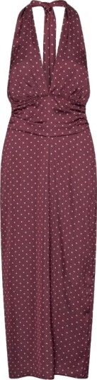 ROTATE Dot Halterneck Scarf Dress Kjole Burgunder Mønster 38