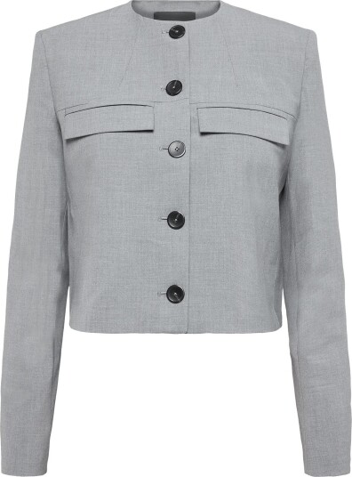 Mango Straight Jacket With Flap Pockets GREY XS