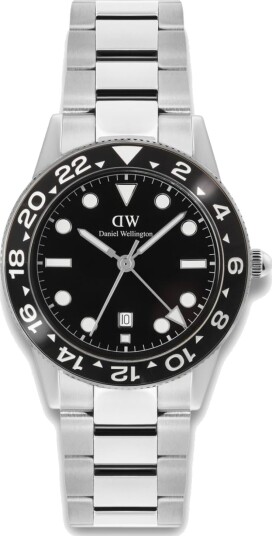 Daniel Wellington DW Watch Iconic GMT Link Black Ceramic Bezel Silver 40mm Daniel Wellington DW Watch Iconic GMT Link Black Ceramic Bezel Silver 40mm