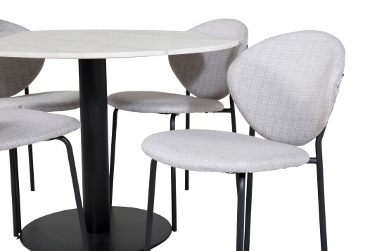 Venture Home Estelle Spisegruppe 106 cm Rund med 4 Vault Stoler Sort