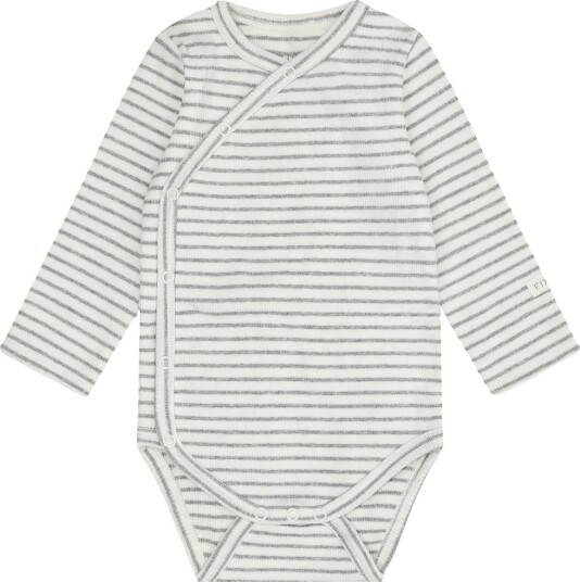 Blå Omslagsbody I/e Rib Glittergrå melange Blå 68 Langermet Body Hvit 62