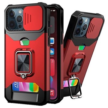 Multifunksjonell 4-i-1 iPhone 11 Pro Hybrid-deksel Rød