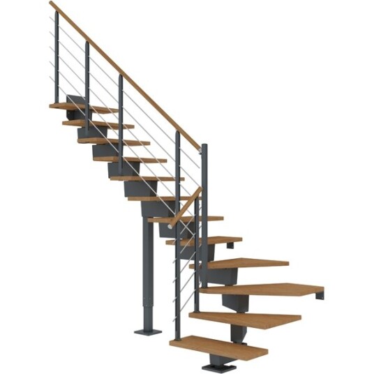 Dolle Dubai L trapp I Antracit design oljeret Eik 80 11   Loddret Høyde 204 252cm