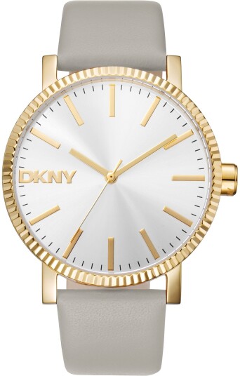 DKNY Dameklokke DK1L034L0025 Soho Maxi Sølvfarget/Lær Ø40 mm
