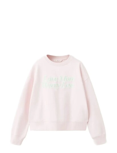 Mango Cotton Sweatshirt With Text Pink 5 6