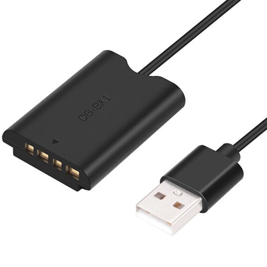 NP BX1 Dummy Battery med USB A Strømadapter DC kobling