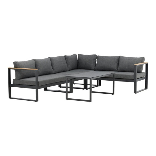 Venture Design Texas sofagruppe Svart med grå pute 2st 2-seter ende, hjørne, midtdel & bord 110x60 cm Svart