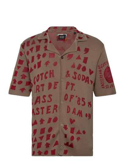Scotch & Soda Jacquard Knitted Shirt - Brown - M Scotch & Soda Jacquard Knitted Shirt - Brown - M