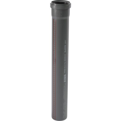 HT SAFE AVLØPSRØR M/MUFFE PP GRÅ 75X1000MM