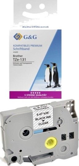 G&G Merketape Bb B Gg 131 Kompatibel Erstatter Brother Tze 131 Transparent Bånd/Svart Skrift 12 Mm 8 M Bb B Gg 131
