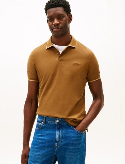 Tommy Hilfiger Twill Embro Logo Reg Polo Brown M