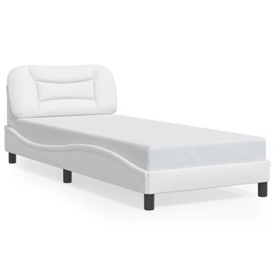 Sengeramme med LED-lys hvit 180x200 cm kunstig lær 8721012356085