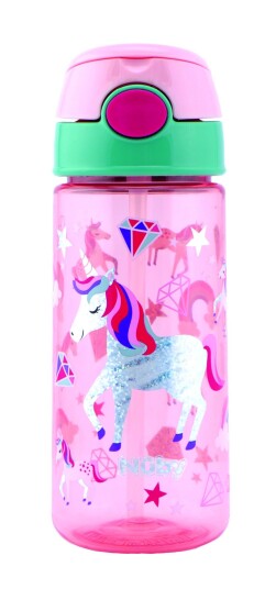 Nuby Soft Straw Push Vannflaske Enhjørning 540 ml Rosa