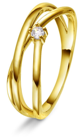 Pan Jewelry, Ring i 925 forgylt sølv med hvit zirkonia, størrelse 50