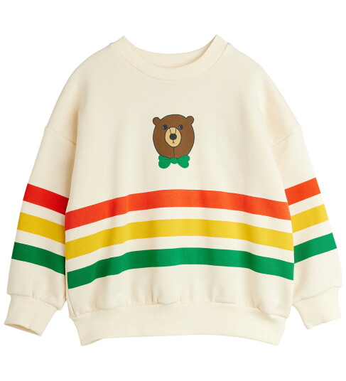 Mini Rodini Off-white Bjørn Stripe Collegegenser 116-122