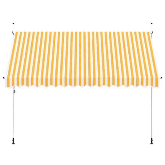 vidaXL Manuell uttrekkbar markise 350 cm oransje og hvite striper